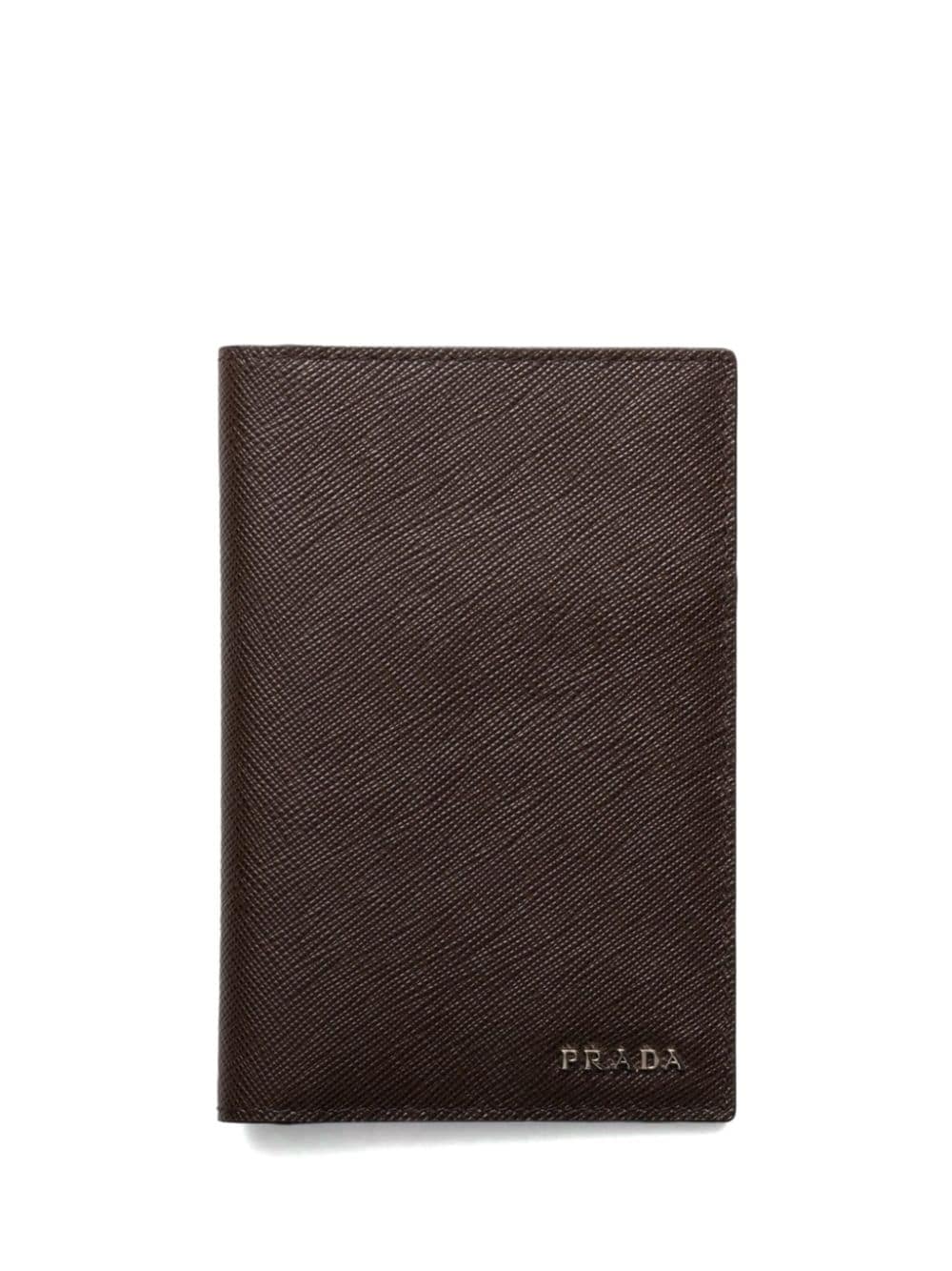 Shop Prada Saffiano Leather Passport Holder In Brown