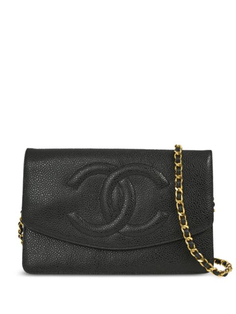 Cheap HOT SALE CHANEL 1997 CC leather chain wallet Women