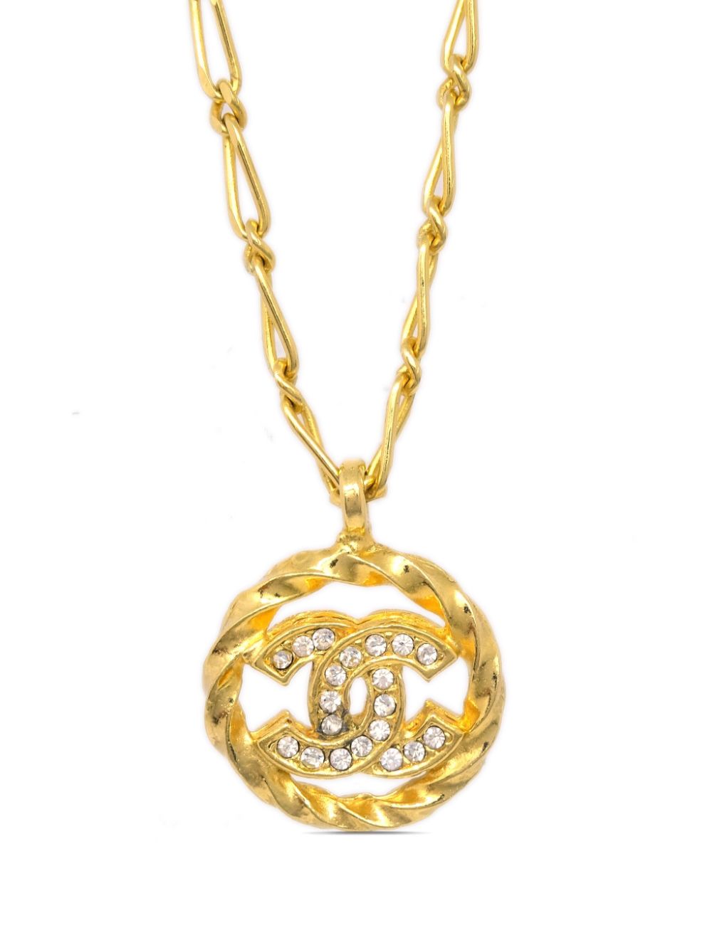 CHANEL Pre-Owned 1982 halsketting met logo hanger - Goud