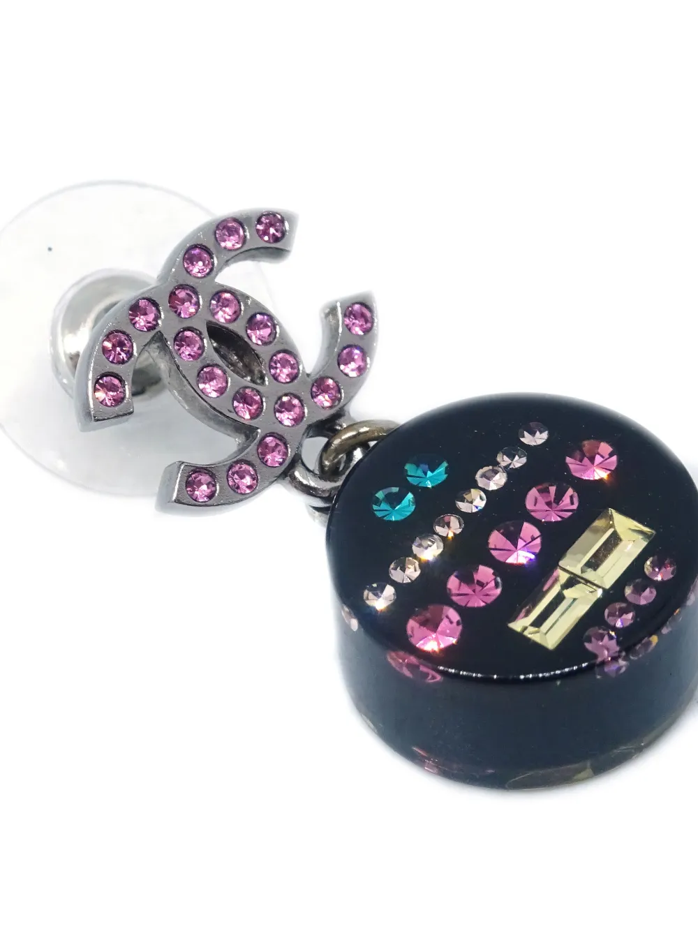 Pre-owned Chanel 2011 Cc Drop Earrings In Black