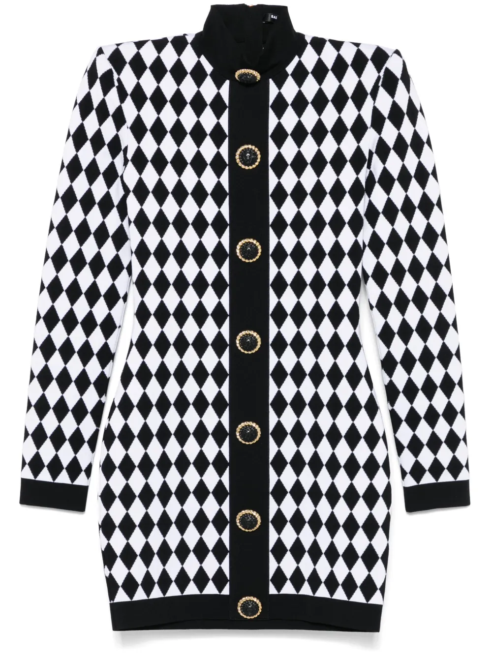 Balmain diamond-pattern Mini Dress | Black | FARFETCH