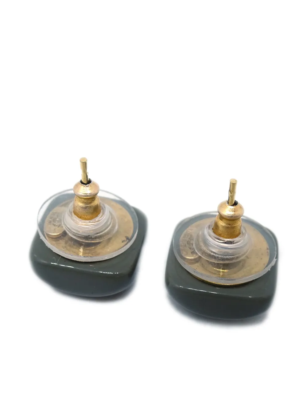 Pre-owned Chanel 2003 Cc Squared Stud Earrings In Black