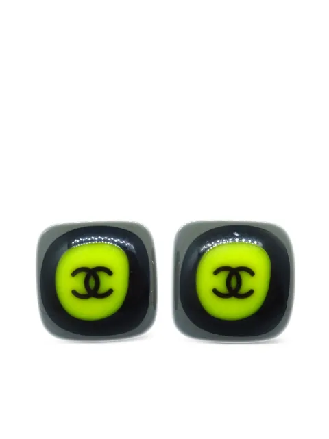 CHANEL Pre-Owned 2003 CC squared stud earrings