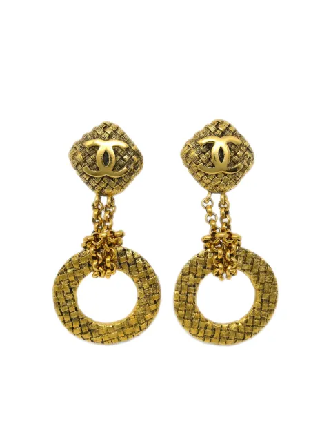 CHANEL Pre-Owned 1990-2000 diamond-quilted CC clip-on earrings