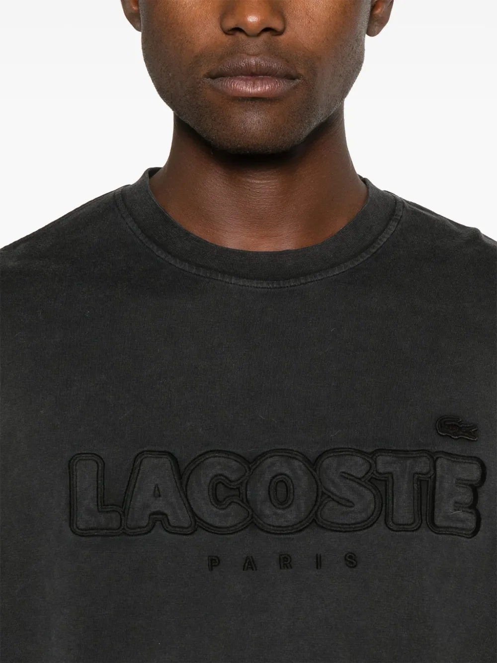 Lacoste T-shirt met geborduurd logo Zwart