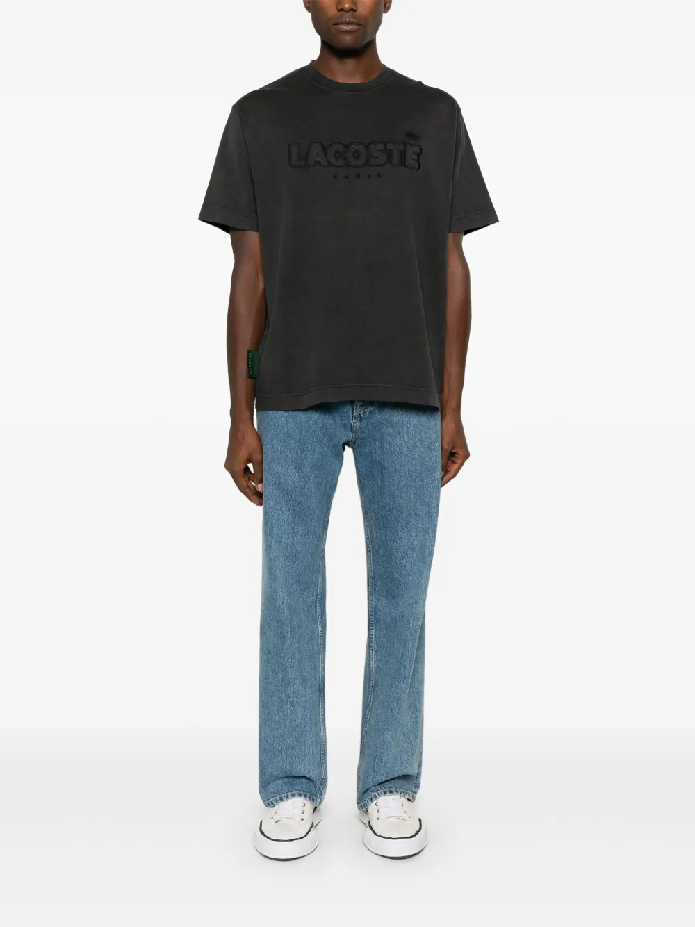 Lacoste T-shirt met geborduurd logo - Zwart