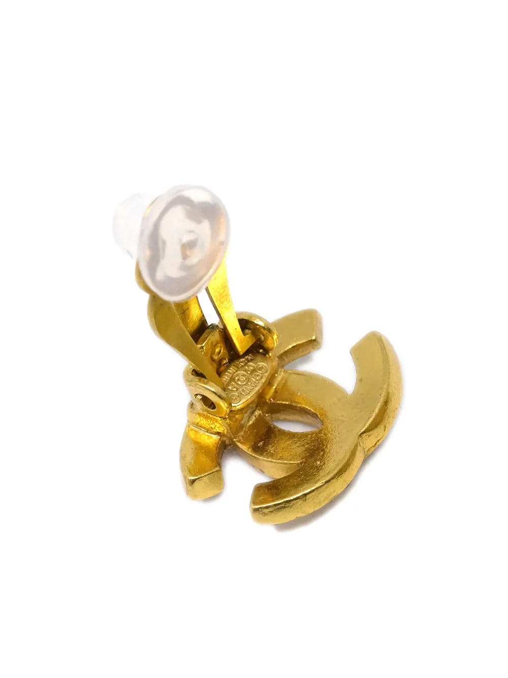 Pre-owned Chanel 2002 Cc Clip-on Earrings In Gold