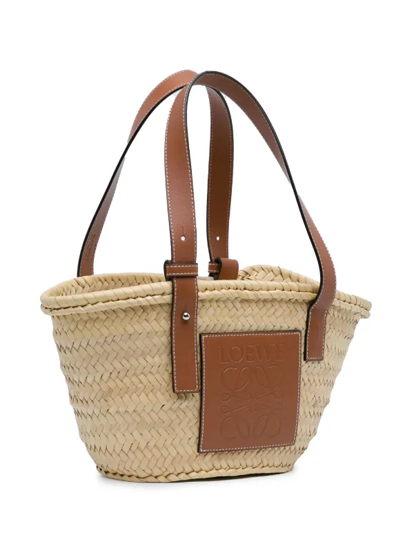 Loewe Pre Owned 2010 2023 Small Raffia Basket tote bag women Calf Leather Raffia One Size Brown