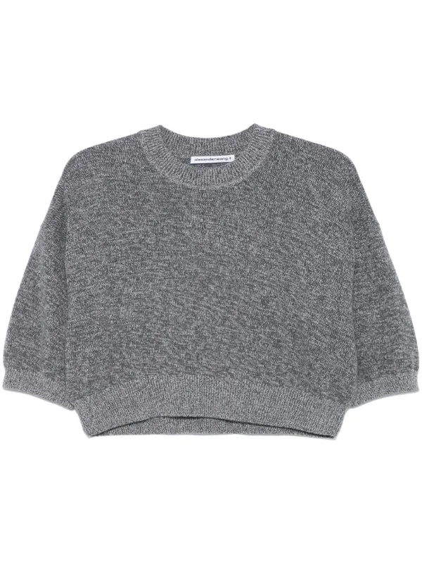 alexanderwang クロップドTシャツ グレー Alexander Wang ロゴ クロップド Tシャツ | グレー | FARFETCH JP