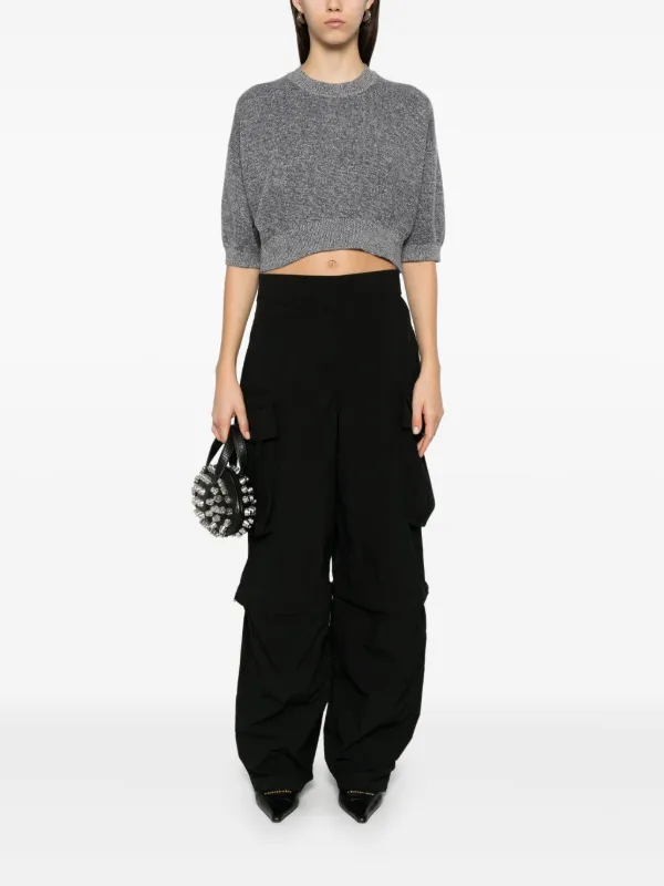 alexanderwang クロップドTシャツ グレー Alexander Wang ロゴ クロップド Tシャツ | グレー | FARFETCH JP