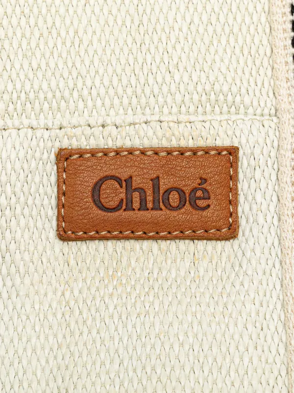 Chloe Pre Owned 2000 2020 Straw And Canvas Tote Bag White FARFETCH IE