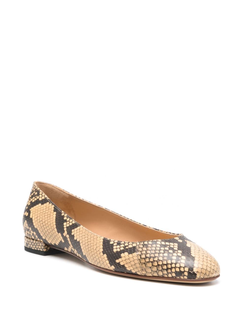 Francesco Russo python-print ballerina shoes - Beige