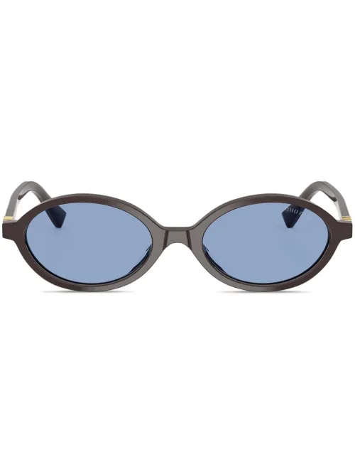 Lunettes de soleil ovales à plaque logo - Miu Miu Eyewear - Modalova
