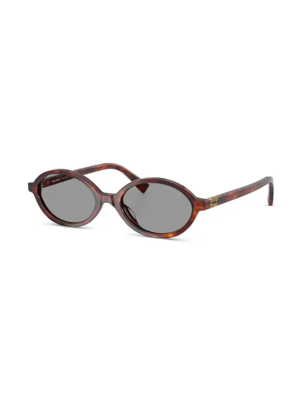 【MIU MIU】サングラス オーバル アセテート ロゴ ブラウン Miu Miu Eyewear オーバルフレーム サングラス | ブラウン