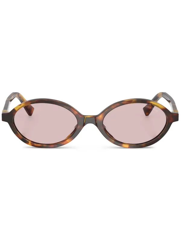 Miu Miu Eyewear オーバルフレーム サングラス | ブラウン | FARFETCH JP