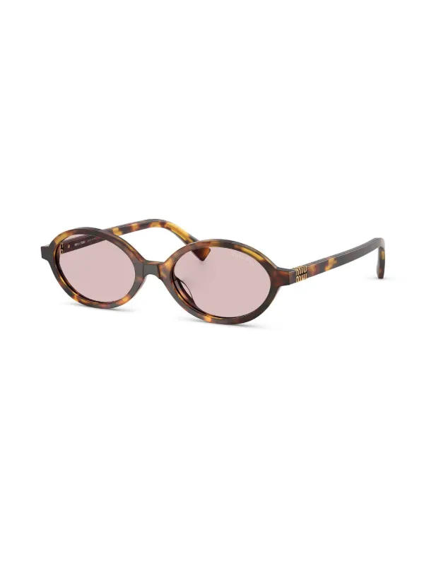 Miu Miu Eyewear オーバルフレーム サングラス | ブラウン | FARFETCH JP