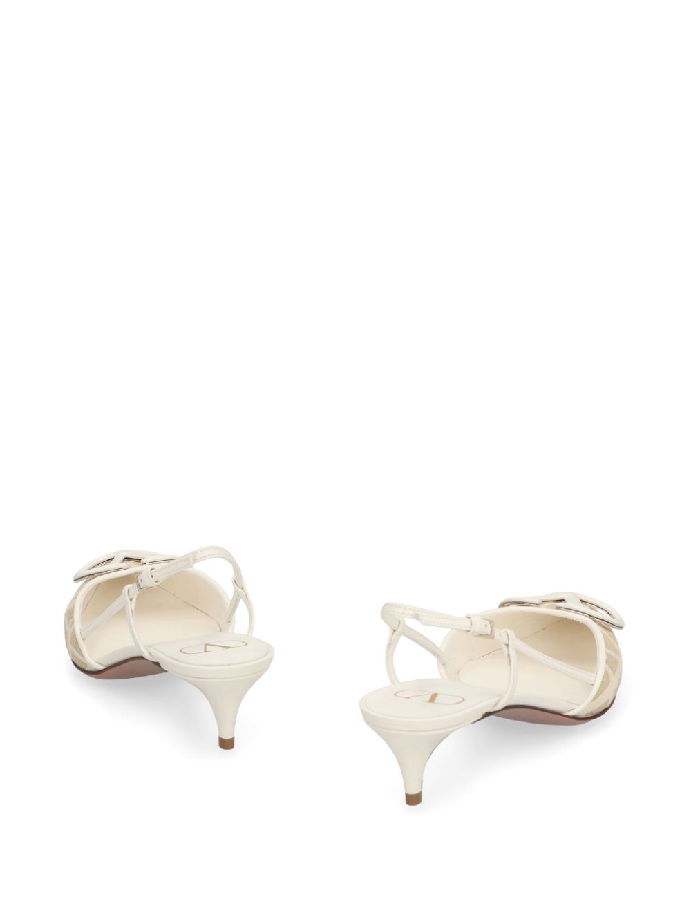 Valentino Garavani Slingback pumps met logoplakkaat Beige