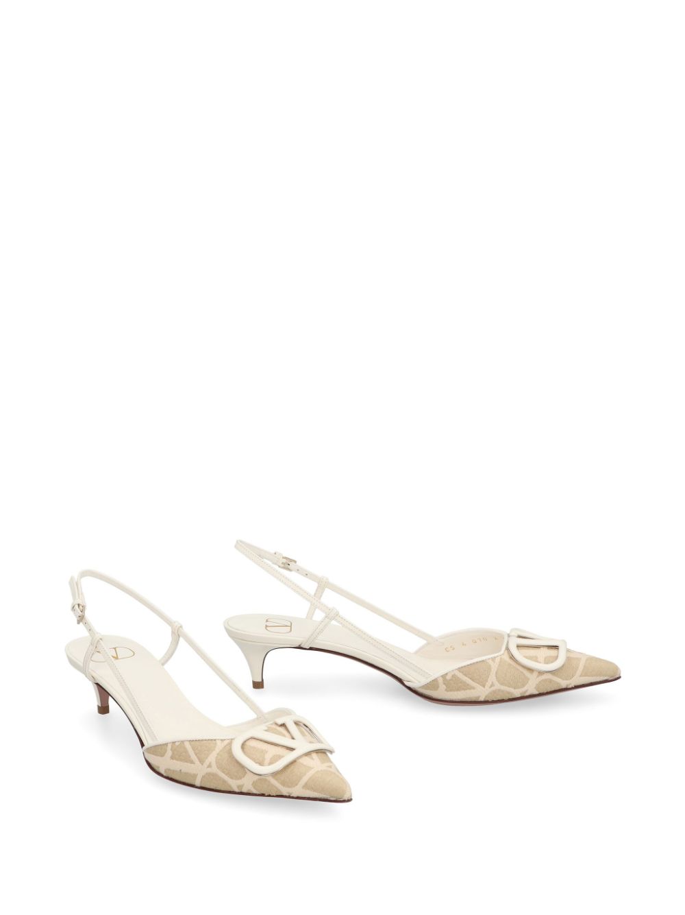 Valentino Garavani Slingback pumps met logoplakkaat Beige