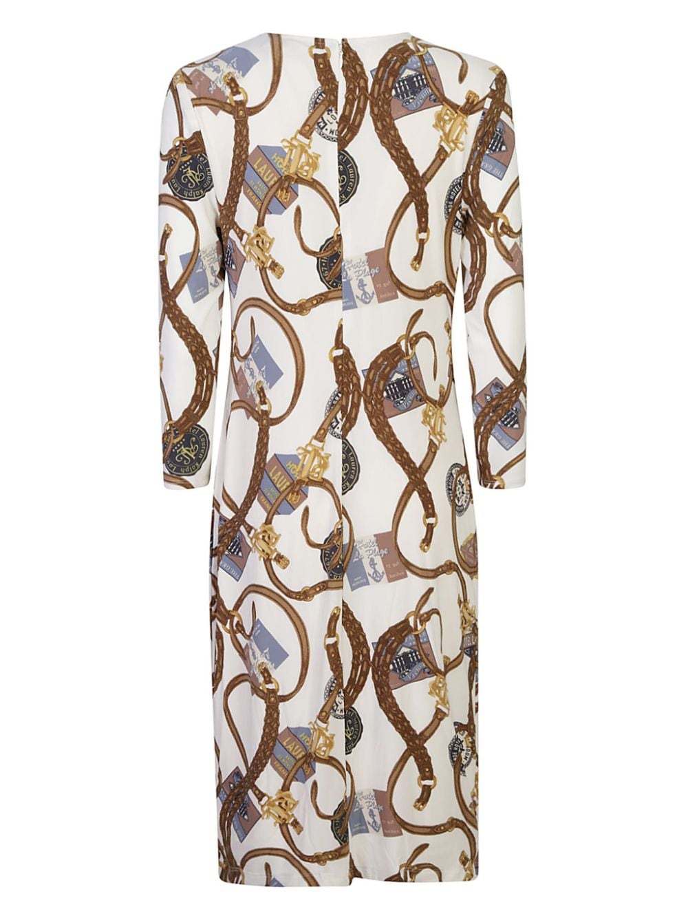 Shop Lauren Ralph Lauren Belting-print Jersey Dress In Neutrals