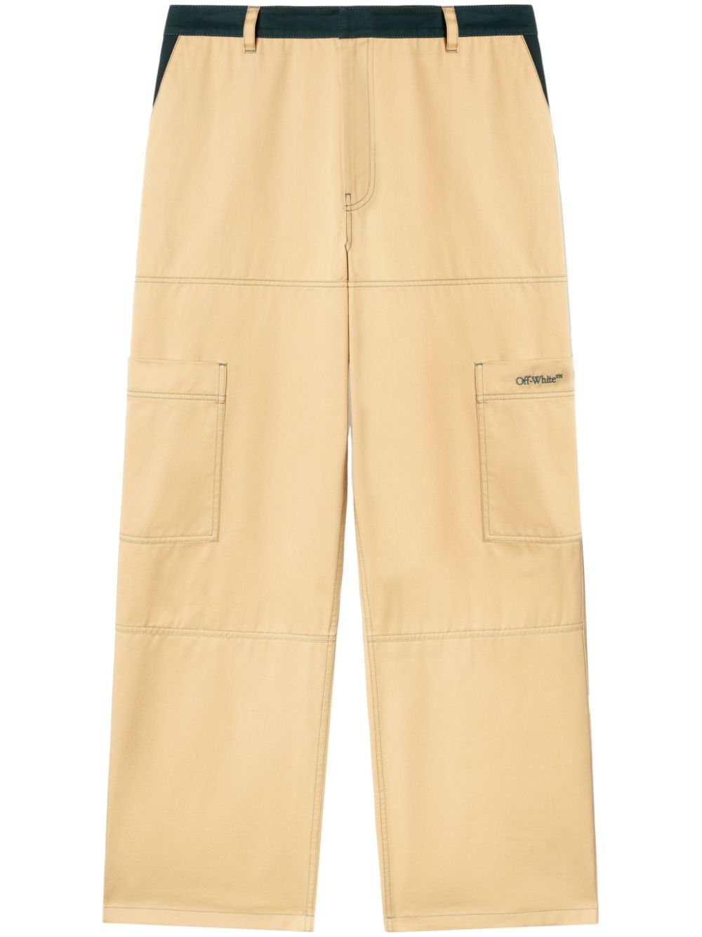 Off White Contrast stitching Cargo Pants Yellow