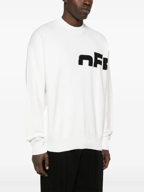 Off-White intarsia-knit Logo Sweater | White | FARFETCH CA