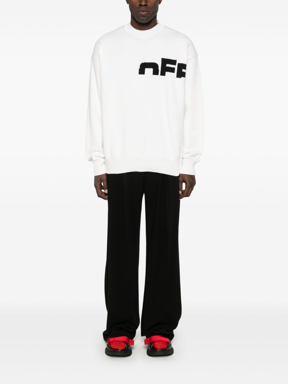 Off-White intarsia-knit logo sweater Men