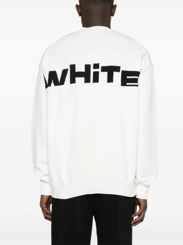 Off-White intarsia-knit Logo Sweater | White | FARFETCH