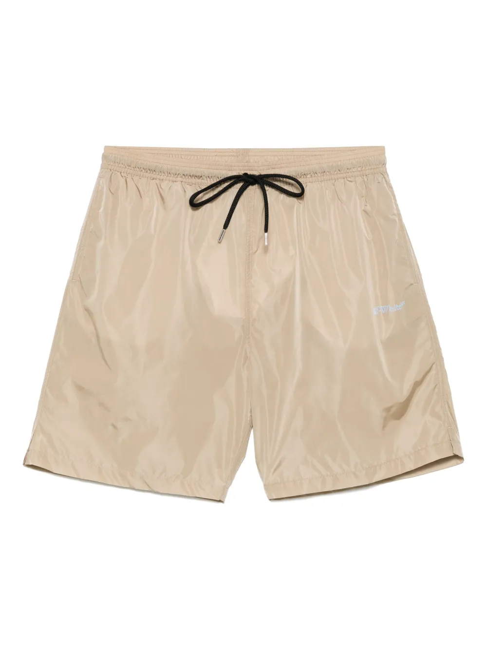 Off-White logo-print swim shorts Beige