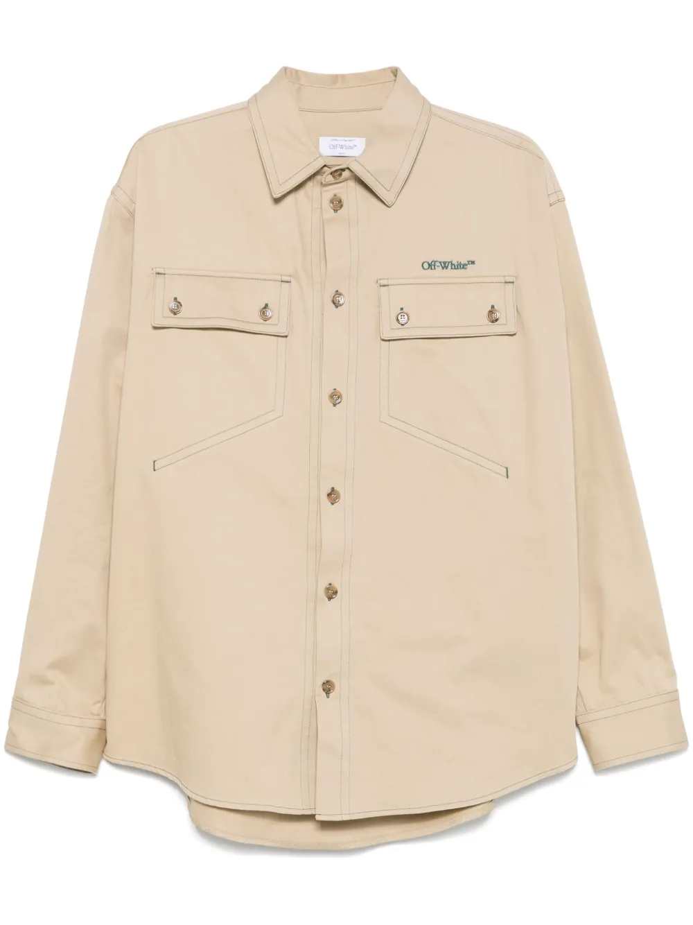 Off-White GIACCA-CAMICIA MILITARY BEIGE CON IMPUNTURE - 6157 CREME BRULEE - DARK STORM