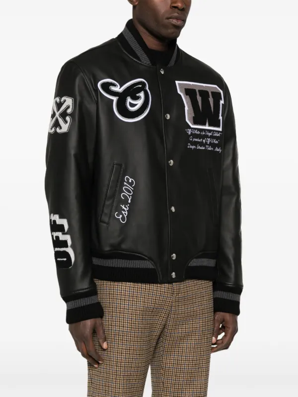 Off-White Full Leather Bomber Jacket | Black | FARFETCH Off-White Full Leather Bomber Jacket | Black | FARFETCH