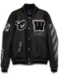 Off-White Full Leather bomber jacket - Black