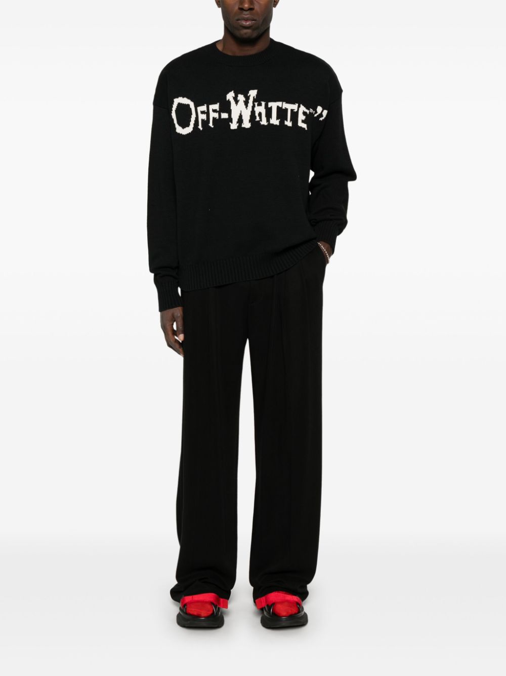 Off-White intarsia-knit logo sweater Men