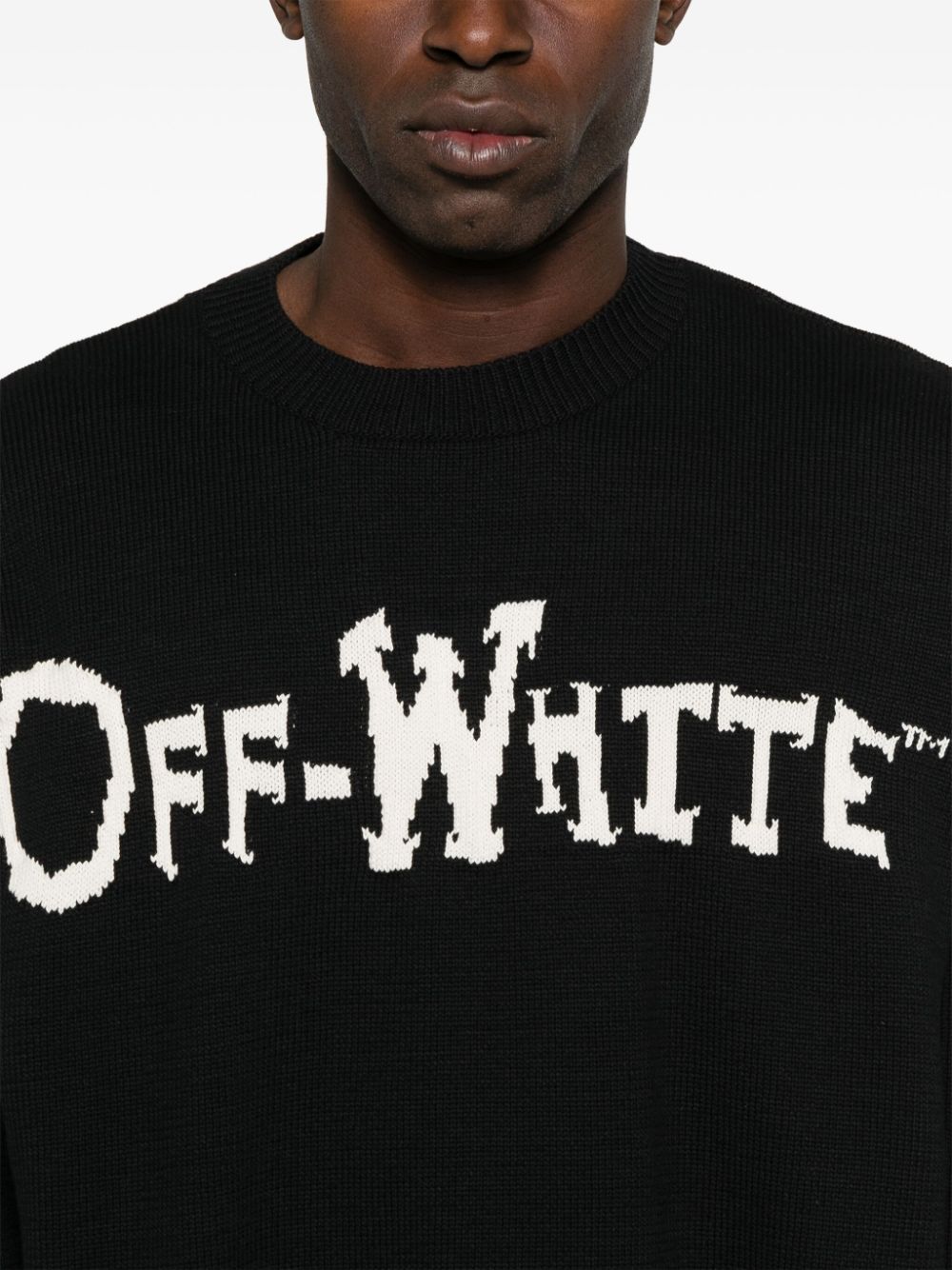 Off-White intarsia-knit logo sweater Men