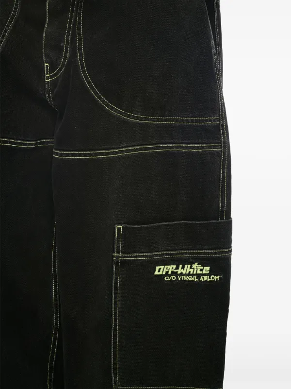 【関税込み】Off-White ブラック Irregular デニム カーゴパンツ Off-White Irregular カーゴジーンズ | ブラック | FARFETCH JP