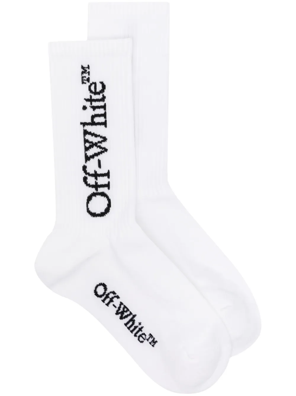 Off-white White Big Logo Bookish Mid Calf Socks In White