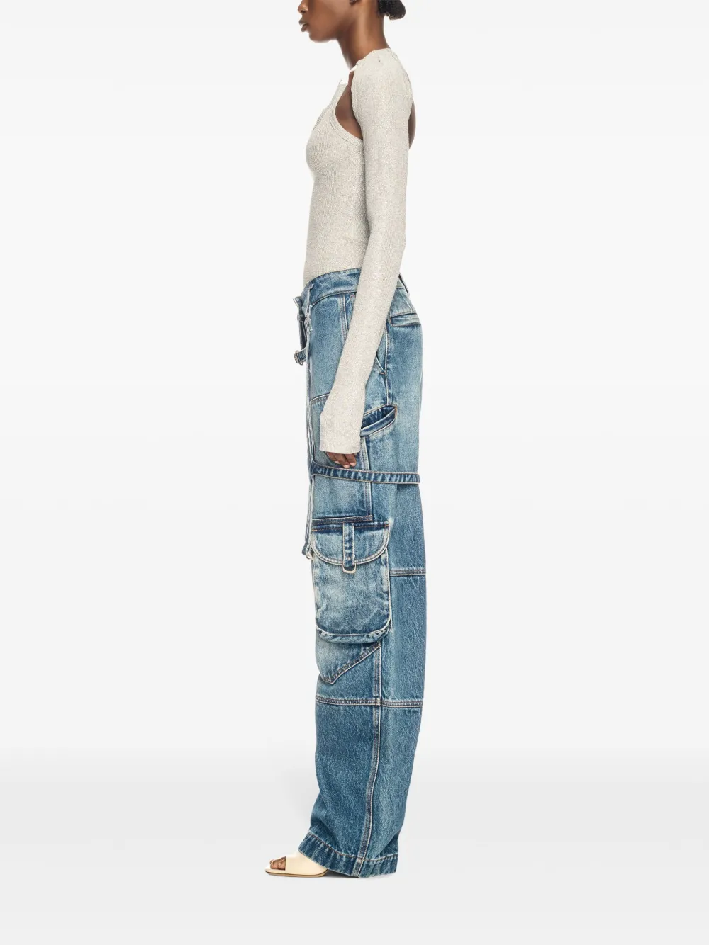 Off-White Geribbelde top Zilver