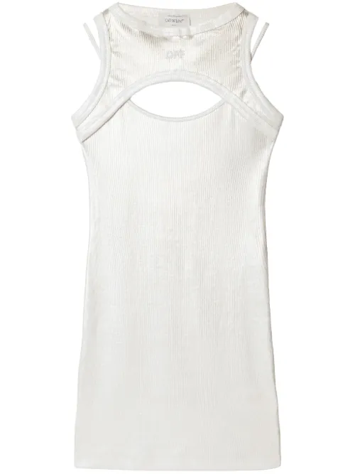 Robe courte nervurée à effet enduit - Off-White - Modalova