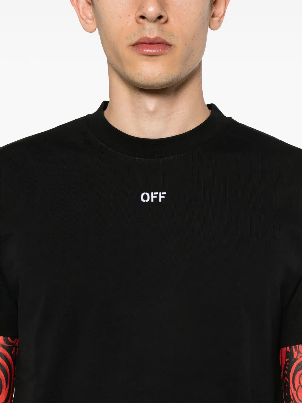 Off-White T-shirt met geborduurd logo Zwart