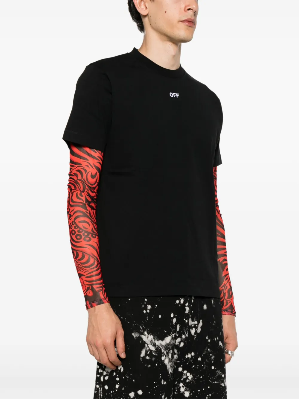 Off-White T-shirt met geborduurd logo Zwart