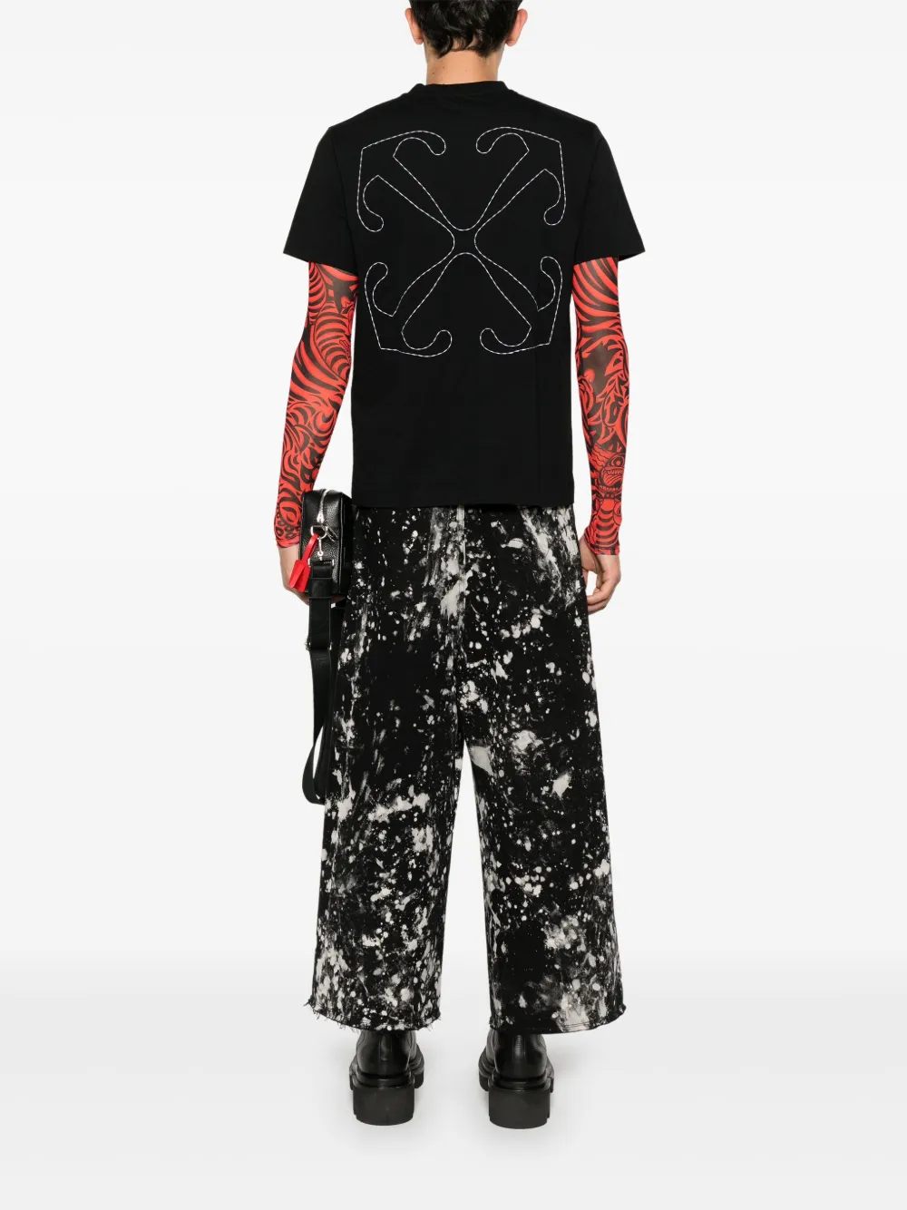 Off-White T-shirt met geborduurd logo Zwart