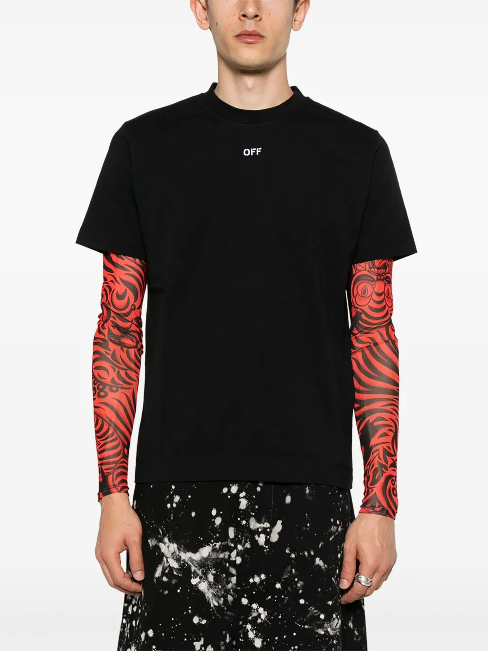 Off-White T-shirt met geborduurd logo Zwart