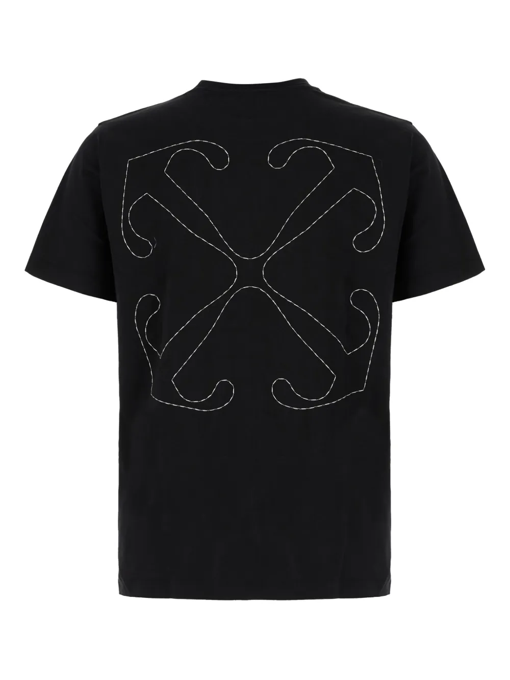 Off-White T-shirt met geborduurd logo - Zwart
