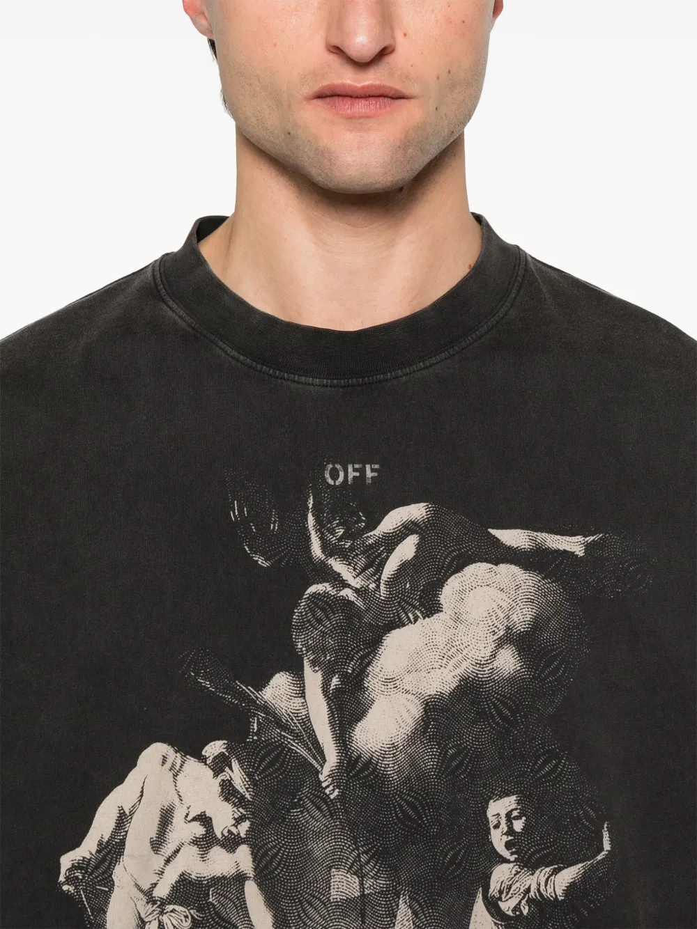 Off-White T-shirt met martelaarprint 1361 VINTAGE BLACK CREME BRULÉE