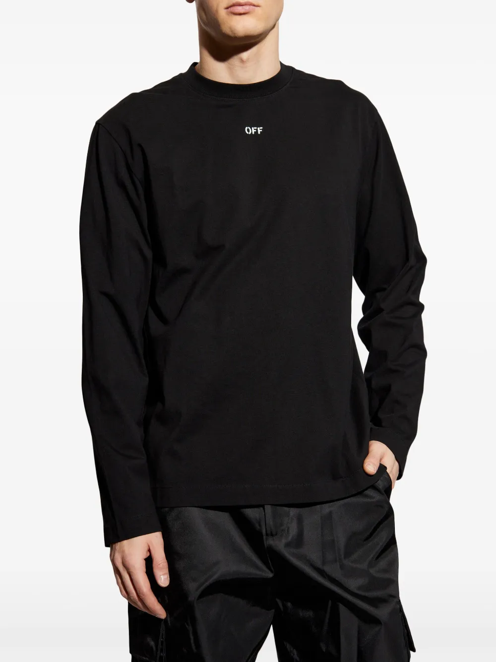 Off-White T-shirt met pijlprint 1041 BLACK AQUA GLASS
