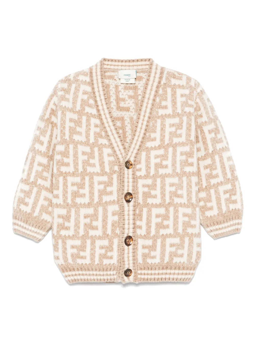 Fendi Kids FF intarsia-knit cardigan | Neutrals | Image 1