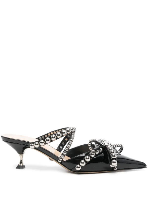 Studded black mules on sale