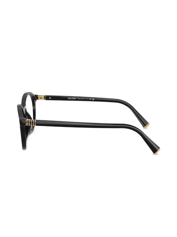 MIU MIU ラウンドフレームメガネ 【関税込】 Miu Miu Eyewear ラウンド眼鏡フレーム | ブラック | FARFETCH JP