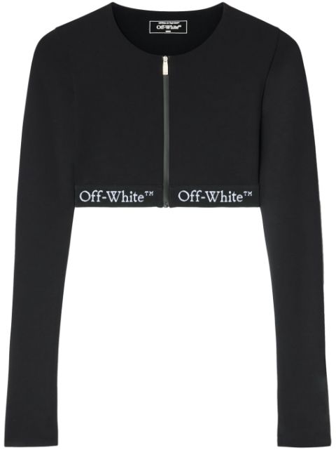 Off-White توب قصير بشريط شعار الماركة