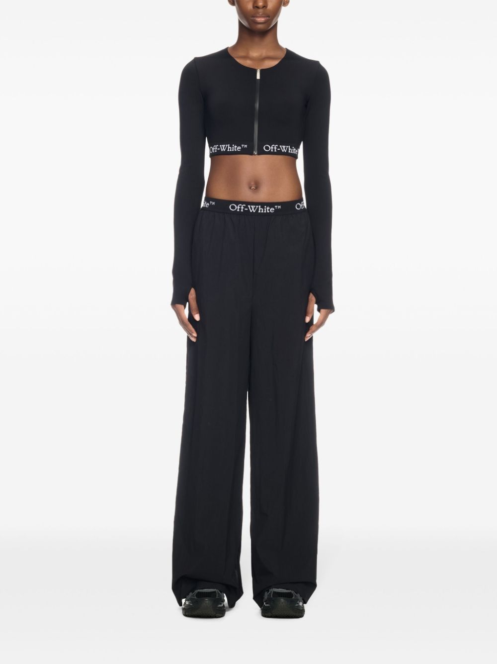 Off-White logo-band trousers - Black