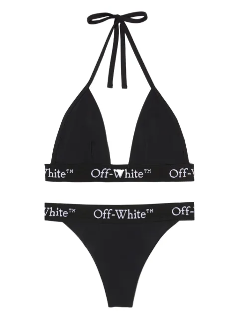 Off-White logo-band bikini